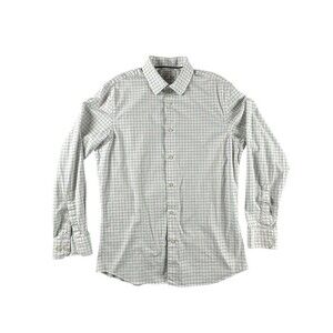 Banana Republic Shirt Mens M Charcoal Grid Check Athletic Fit Wrinkle Resistant